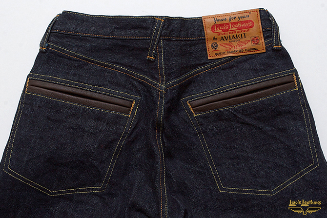 jeans with leather pockets