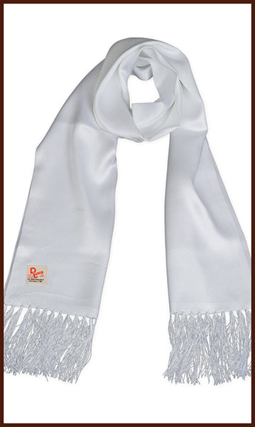 D Lewis Textured Weave Silk Scarf White