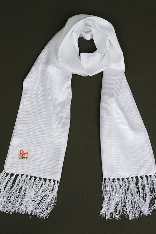 D Lewis Silk Scarf Deluxe White
