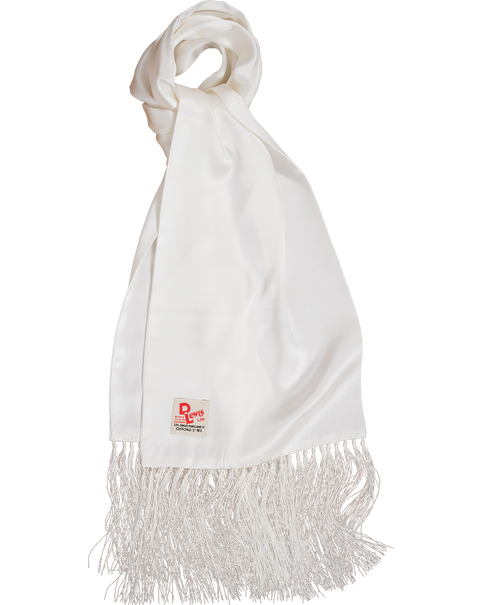 D Lewis Smooth Silk Scarf White