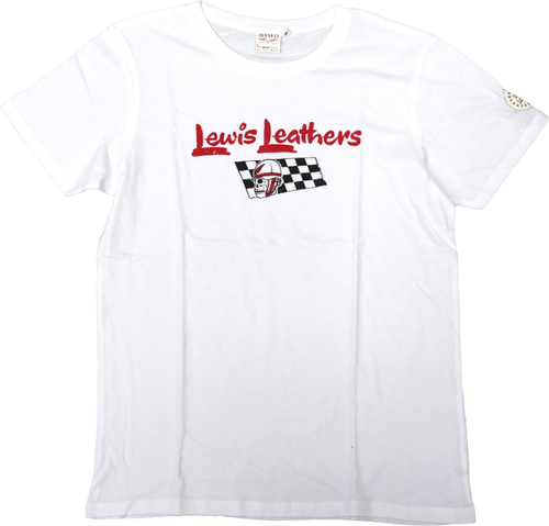 Lewis Leathrs Logo and Skull T shirt White