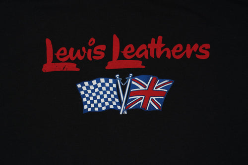 Lewis Leathers Logo Union and Race Flag T shirt Black