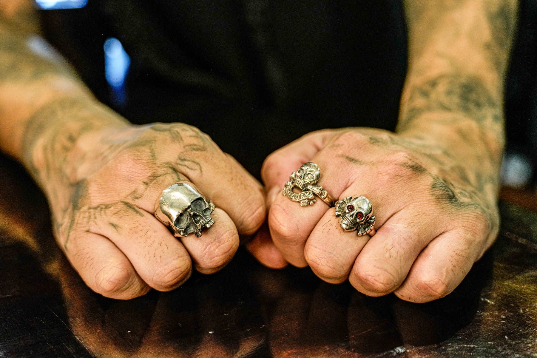 Red Eyes Skull Ring – Lewis Leathers