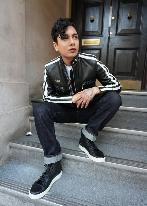 Embossed Lewis Leathers Sneakers