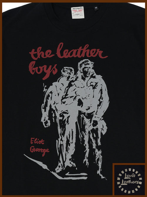 Leather Boys Front of Book T shirt Black