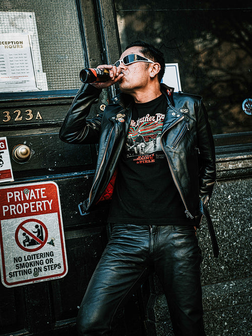 Leather Boys Burn Up T shirt Black