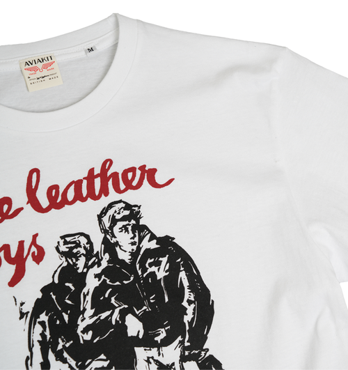Leather Boys Front of Book T shirt White