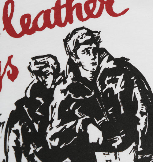 Leather Boys Front of Book T shirt White