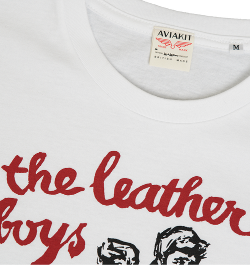 Leather Boys Front of Book T shirt White