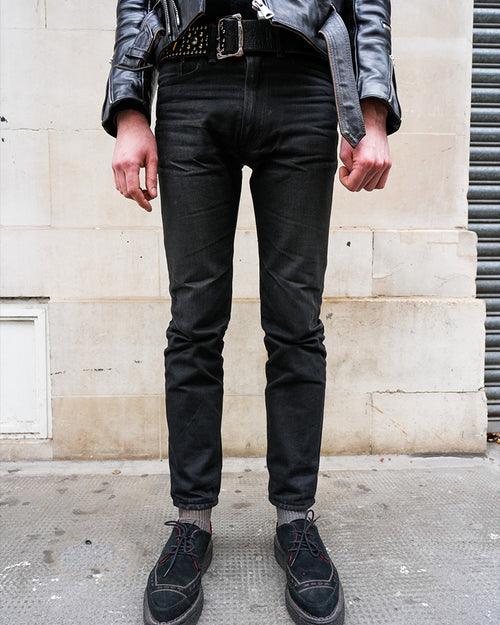 Washed Denim Jeans - Tapered with zips LLJ003