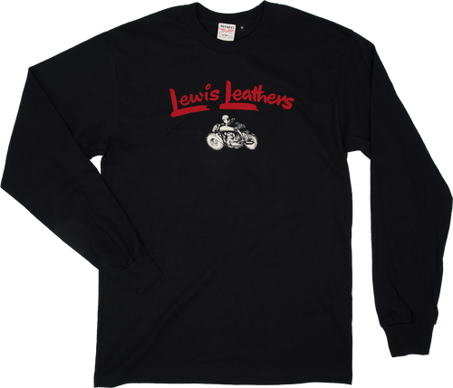 Lewis Leathers Logo Bike T shirt LONG SLEEVE Black