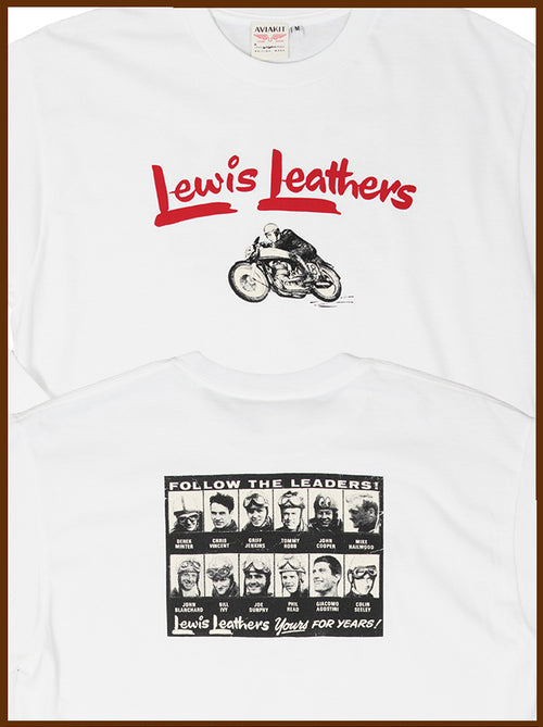 Lewis Leathers Logo Bike T shirt LONG SLEEVE White