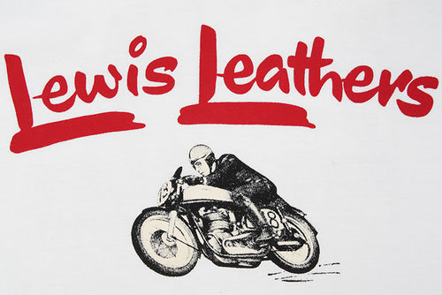 Lewis Leathers Logo Bike T shirt LONG SLEEVE White