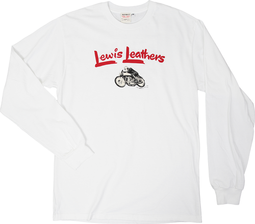 Lewis Leathers Logo Bike T shirt LONG SLEEVE White