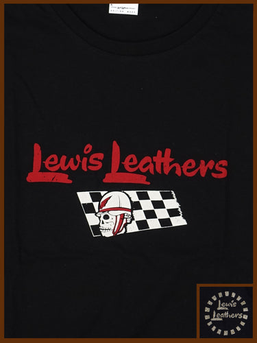 Lewis Leathrs Logo and Skull T shirt Black