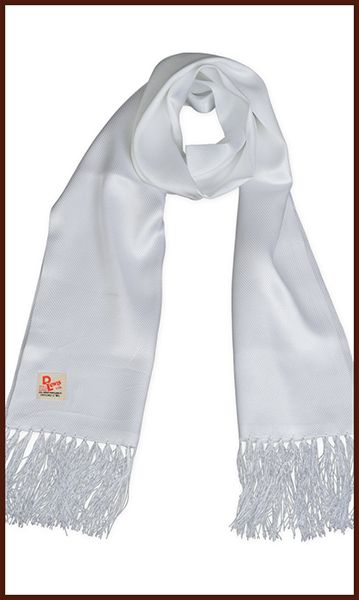 D Lewis Textured Weave Silk Scarf White