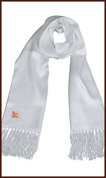 D Lewis Textured Weave Silk Scarf White