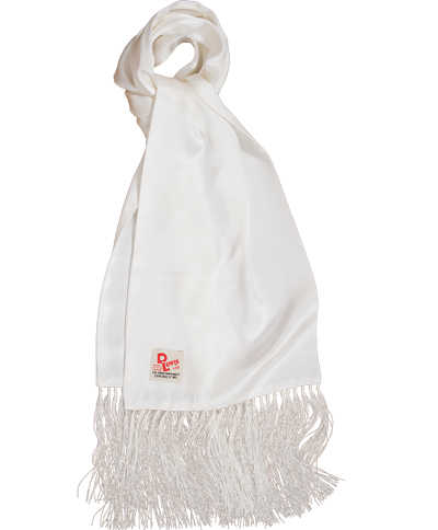 D Lewis Smooth Silk Scarf White