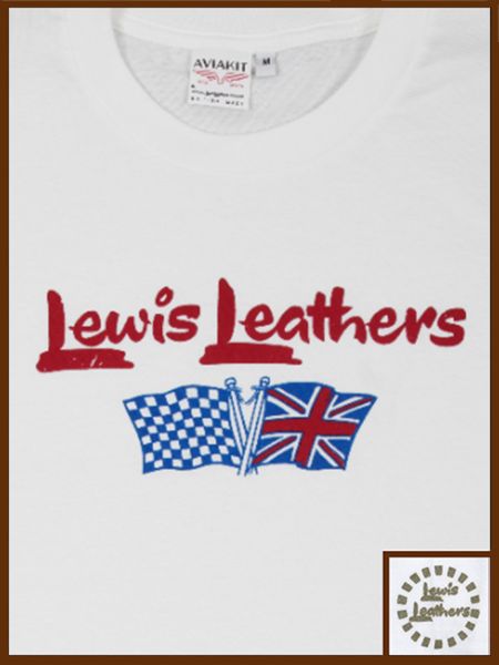 Lewis Leathers Logo Union and Race Flag T shirt White