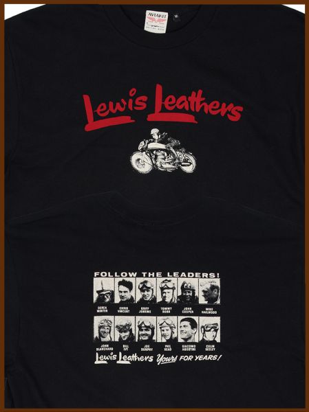 Lewis Leathers Logo Bike T shirt LONG SLEEVE Black