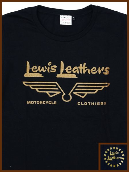 Lewis Leathers Gold Logo T shirt LONG SLEEVE