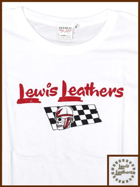 Lewis Leathrs Logo and Skull T shirt White