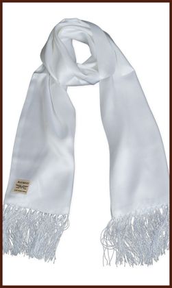 AVIAKIT Textured Weave Silk Scarf White