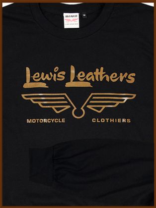 Lewis Leathers Gold Logo T shirt LONG SLEEVE
