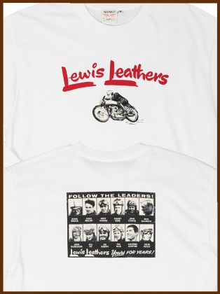 Lewis Leathers Logo Bike T shirt LONG SLEEVE White