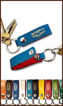 Caramel & Merlot Double Sided Leather Loop Keychain Keyring