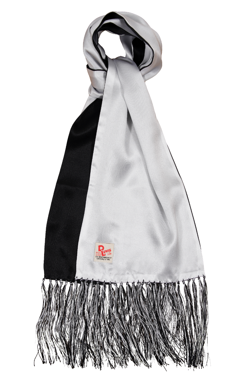 Black white silk scarf discount