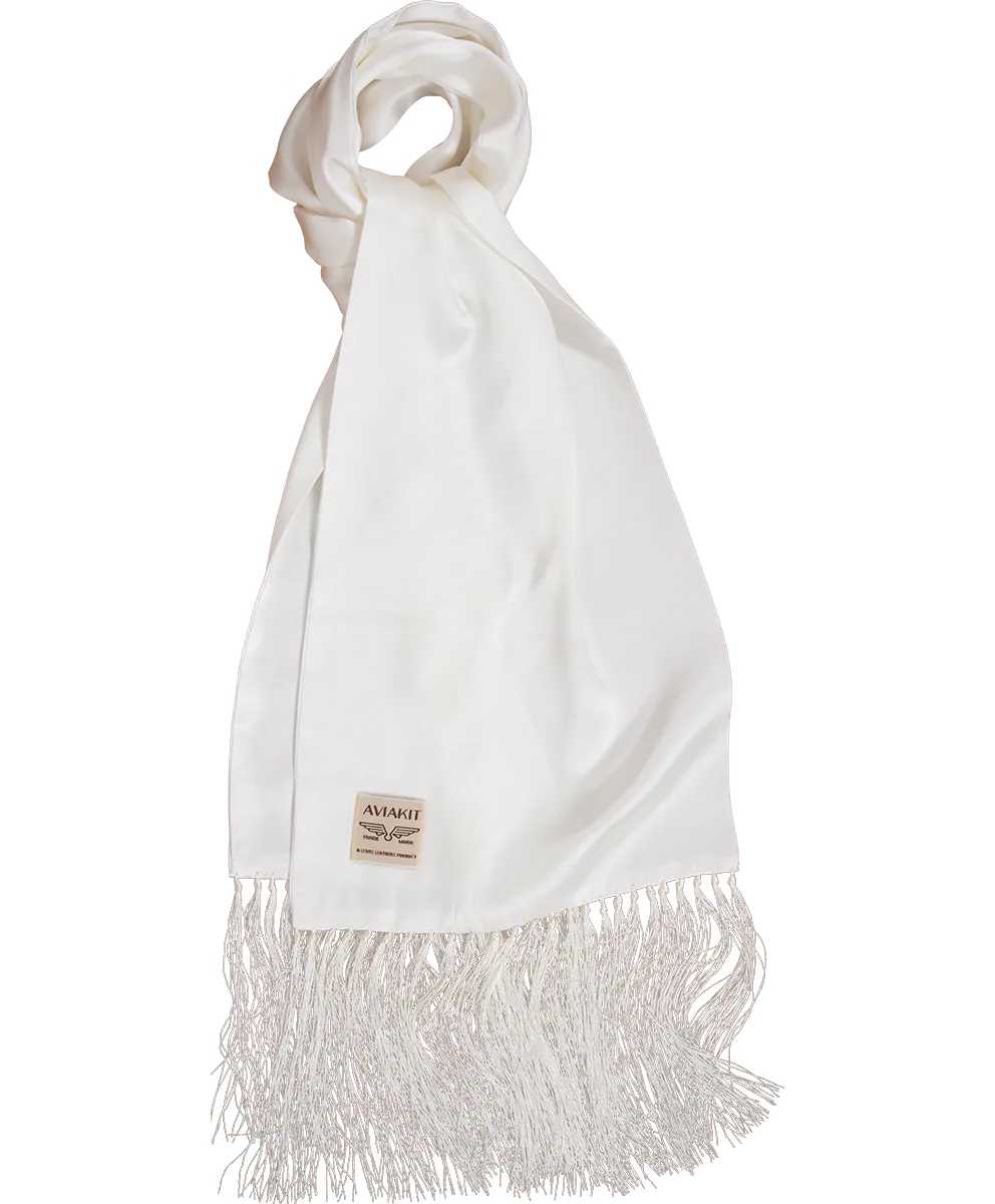 AVIAKIT Smooth Silk Scarf White