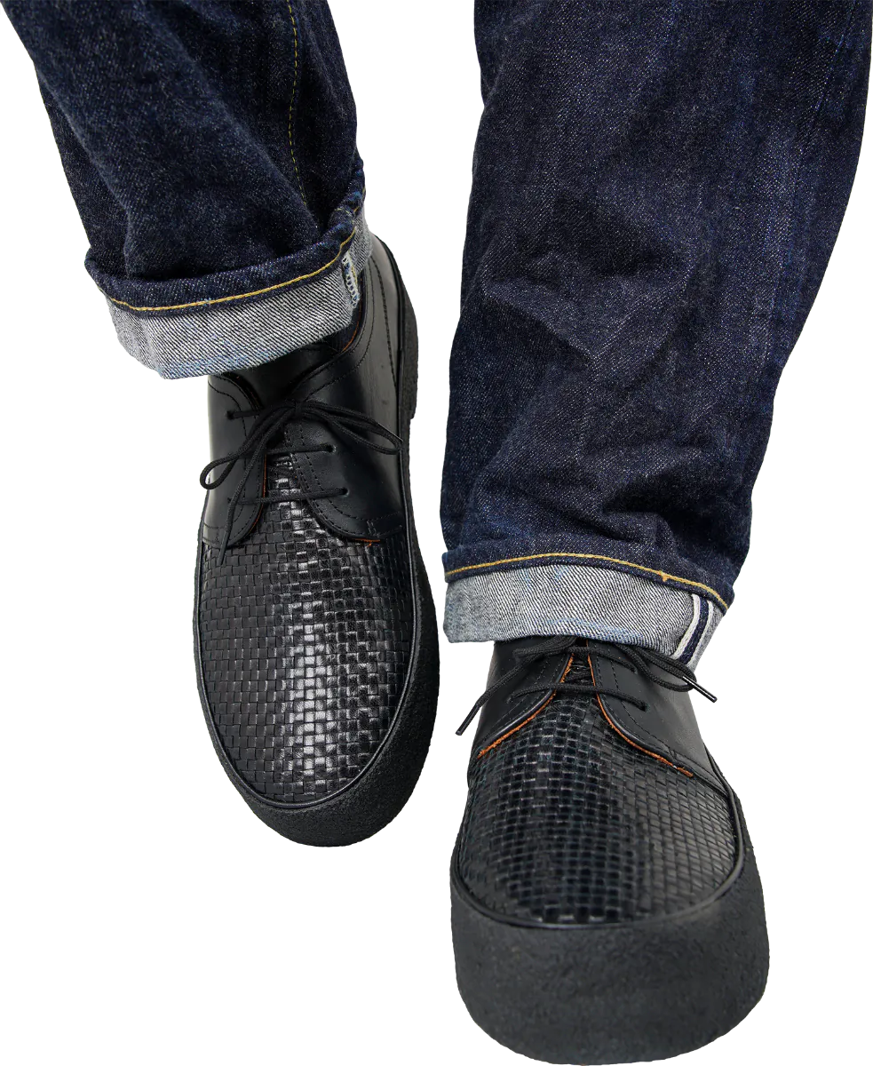 Lewis Leathers x Original Playboy Collaboration Leather Basket Weave Derby s